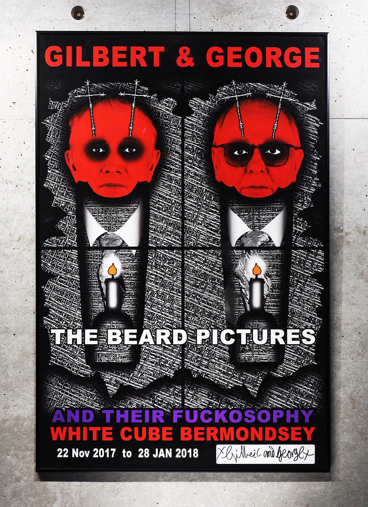 GILBERT & GEORGE (BRITISH B.1943 & B.1942)作家サイン入り、簡易フレーム付き、Signed, The  Beard Pictures 税込(incl. sales tax)