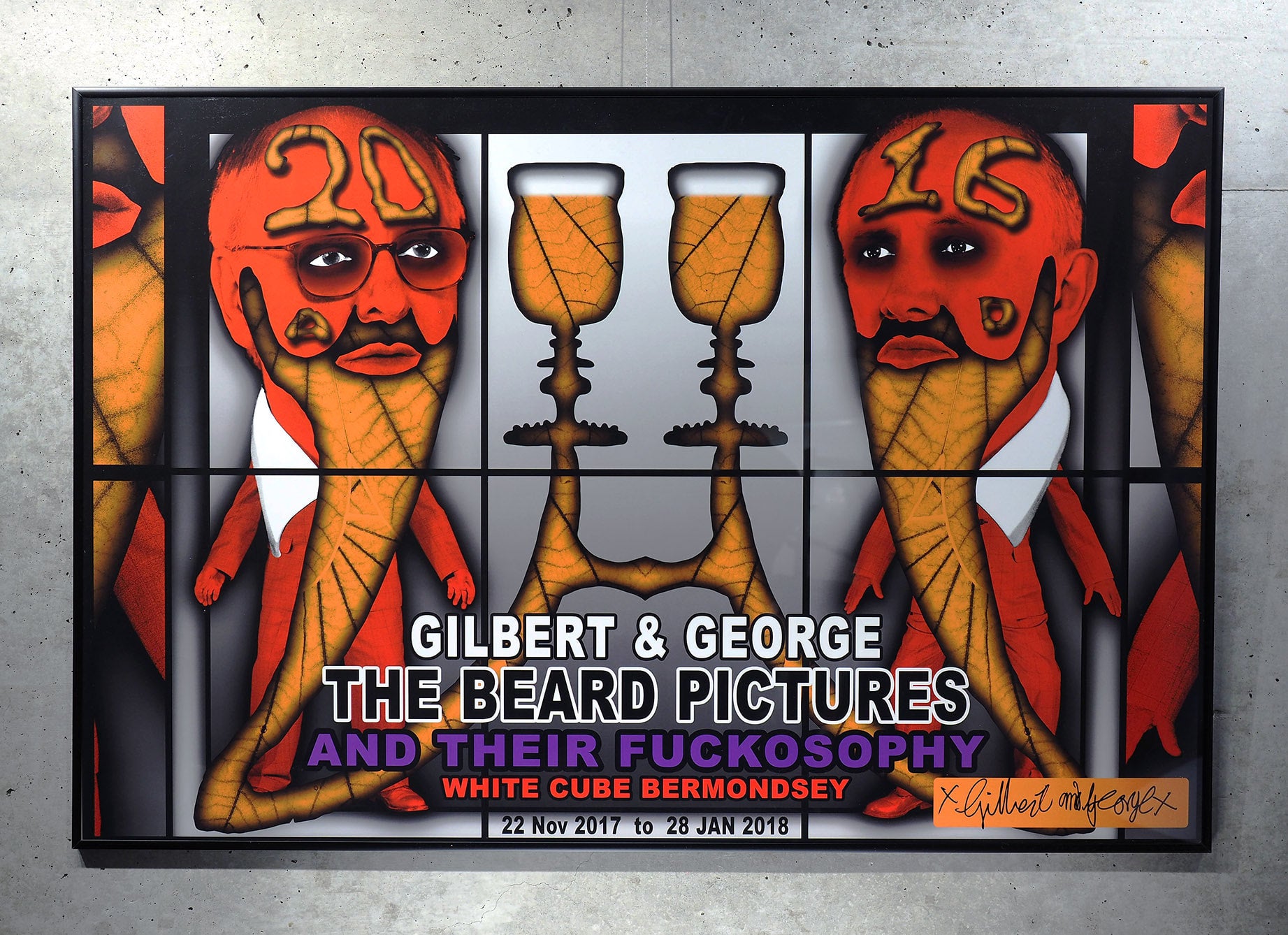 GILBERT & GEORGE (BRITISH B.1943 & B.1942) 作家サイン入り、簡易フレーム付き、Signed, The  Beard Pictures 税込(incl. sales tax)